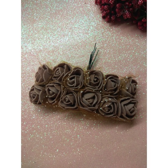 Розочки из фомирана в пучках 2,5 см, цв. коричневый, цена за пучок